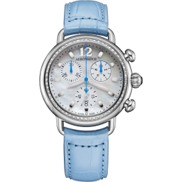 Montre Aerowatch Chrono Lady bleu pastel élégante