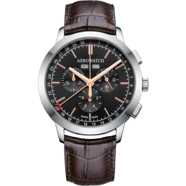 Montre Aerowatch Chrono Quartz, cadran noir.