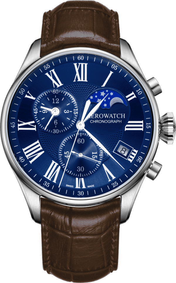 Aerowatch Les Grandes Classiques Chrono Moon Phase, blau