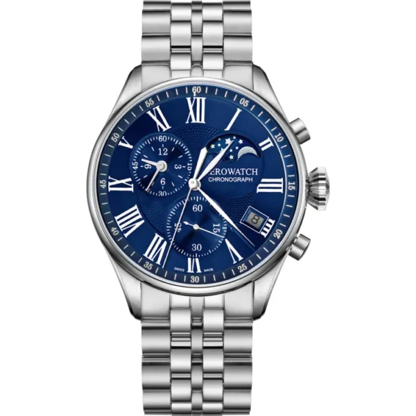 Montre Aerowatch Grandes Classiques Chrono Moon Phase bleu acier