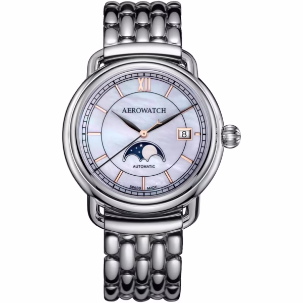 Aerowatch 1942 automatic Monn Phase acier 