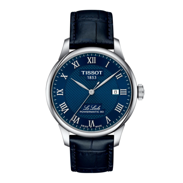 Montre Tissot Le Locle 39mm, cadran bleu, bracelet cuir