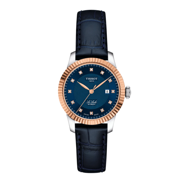 Montre Tissot le Locle Gold 29mm, cadran bleu.