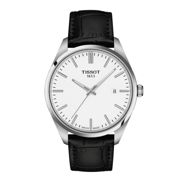 Uhr Tissot PR 100 40mm, weißes Zifferblatt, schwarzes Armband