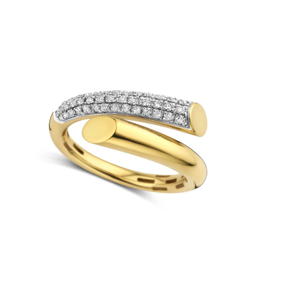 Bague or jaune 750/18 ct avec 42 diamants 0.33 ct. Si G-H 069903a lediamant.ch