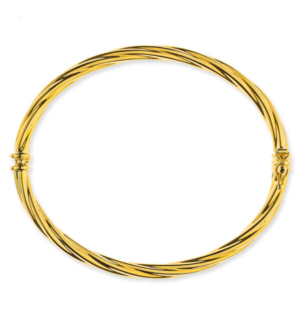 Bracelet cercle or jaune 750/18 ct. torsadé lediamant.ch