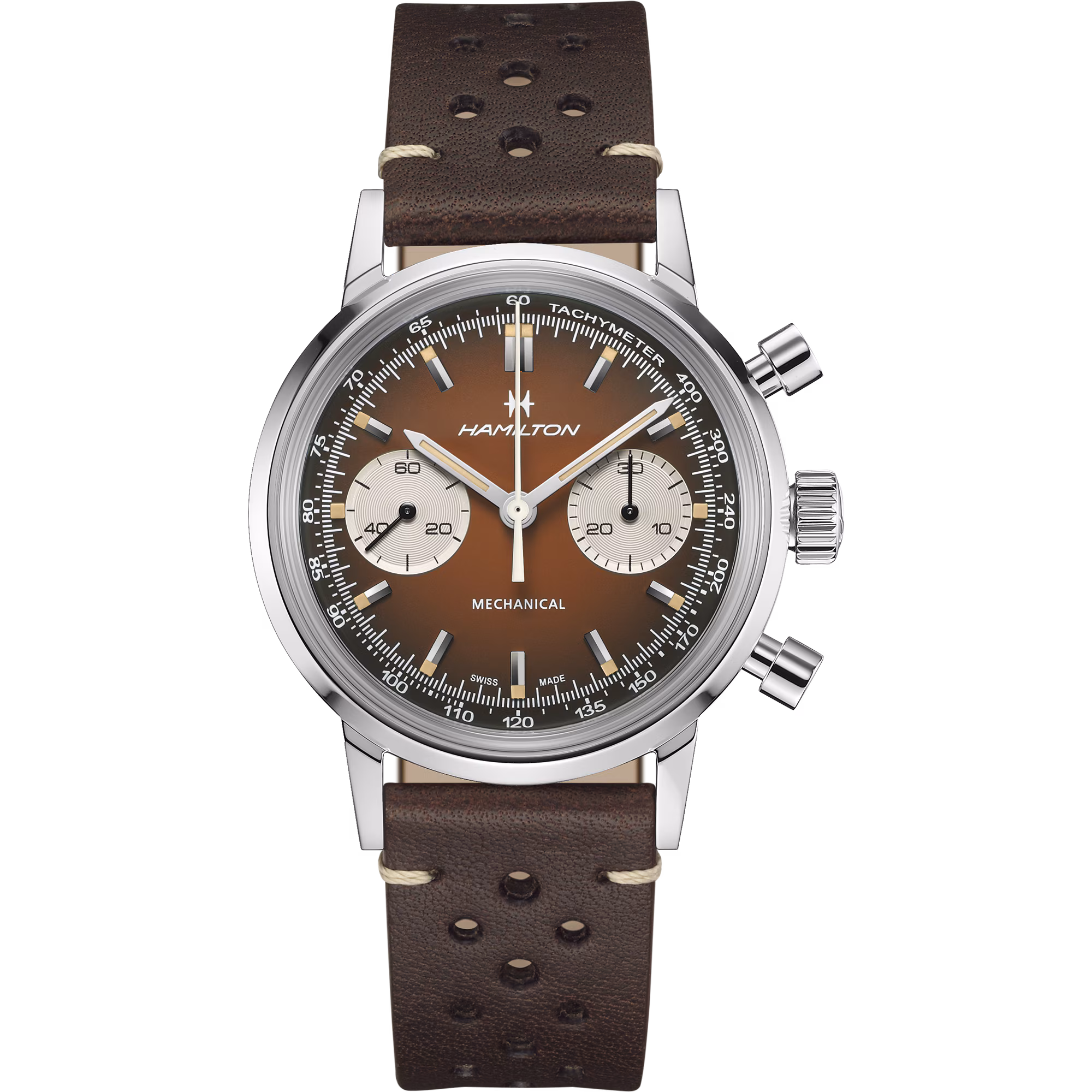 hamilton intra matic chronographe h cadran brun H38429591