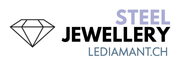 Collection de bijoux en acier disponible à la Bijouterie Le Diamant à La Chaux-de-Fonds ainsi que sur le site lediamant.ch