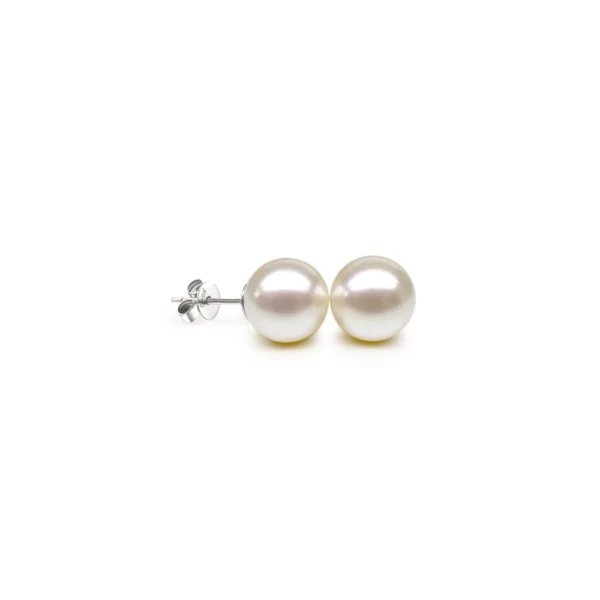 Clous d'oreilles perles Akoya ronde or blanc 750/18 ct.