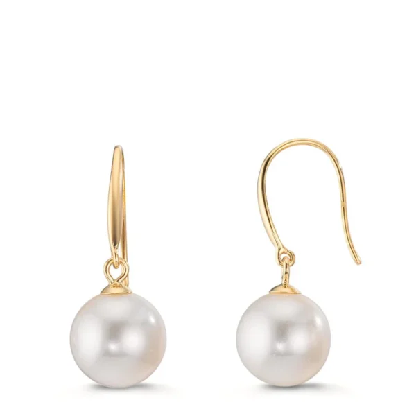 Hängeohrringe, Gelbgold 750/18 kt. Süßwasserzuchtperle 10mm