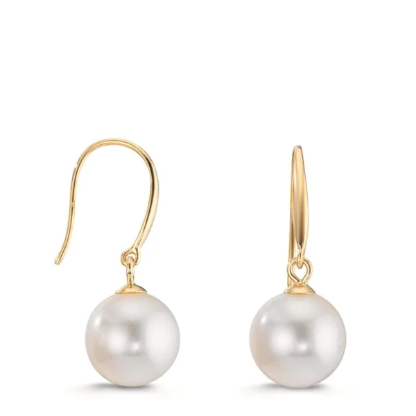Boucles d'oreilles pendantes, or jaune 750/18 ct. perle de culture d'eau douce 10mm