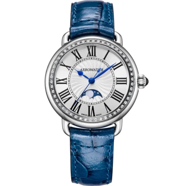 Aerowatch 1942 Moon Phase Diamonds Quartz