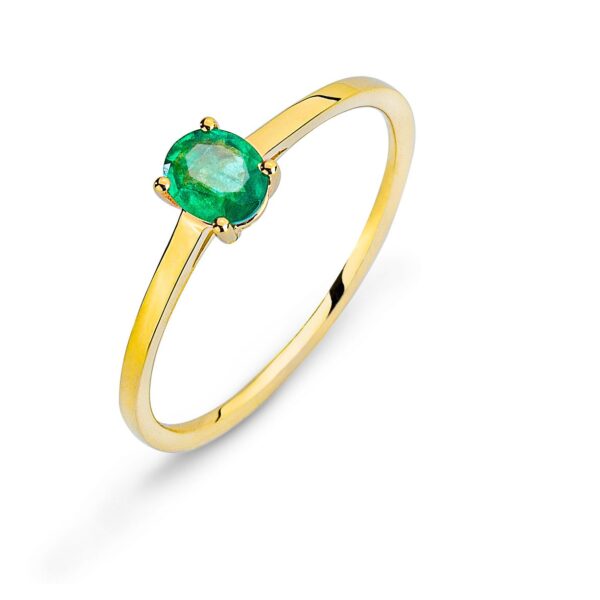 Bague or jaune 750/18 ct. émeraude 0.33 ct.