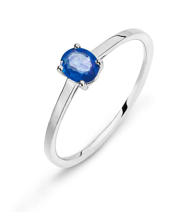 Bague or blanc 750/18 ct. saphir 0.40 ct.