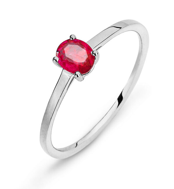 Bague or blanc 750/18 ct. rubis 0.40 ct.