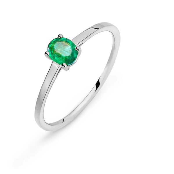 Bague or blanc 750/18 ct. émeraude 0.35 ct.