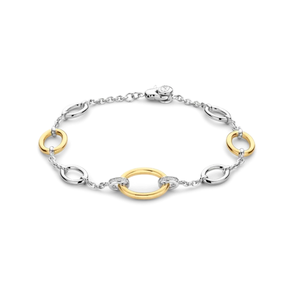 Bracelet bicolore à maillons ovales, argent 925 et plaqué or jaune