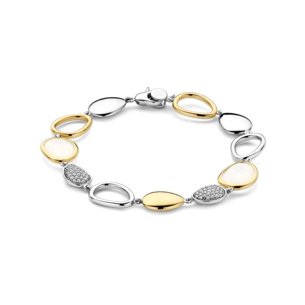 Zweifarbiges Armband in Silber und Gold mit ovalen Gliedern