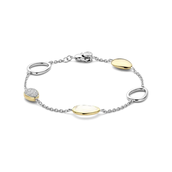 Bikolores Armband aus Silber und Gold mit ovalen Motiven