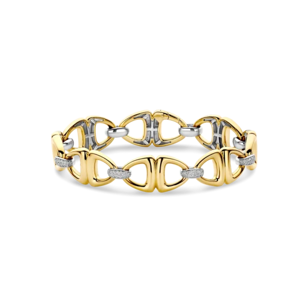 Armband mit goldenen, silbernen und diamantbesetzten Gliedern