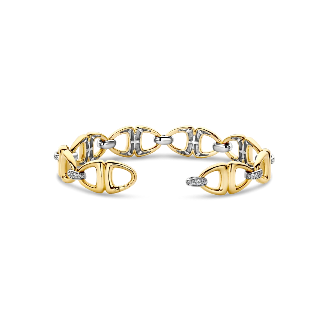 Armband mit Steigbügel-Gliedern aus Gold und Diamanten
