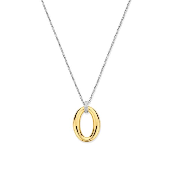 Silbernes Collier mit ineinander verschlungenem goldenen Oval-Anhänger