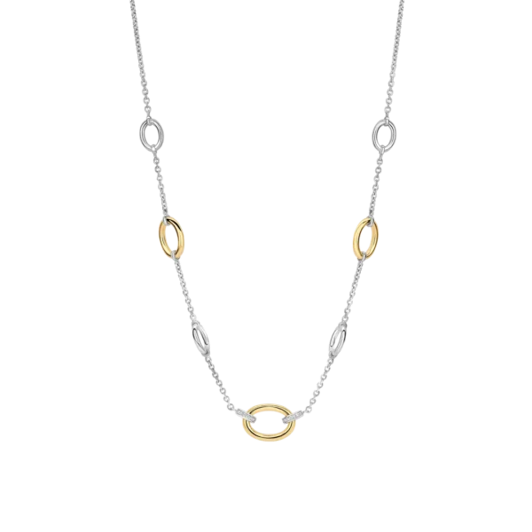 Collier bicolore à maillons ovales argentés et dorés