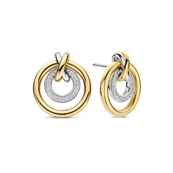 Boucles d’oreilles anneaux bicolores ornées de zircons