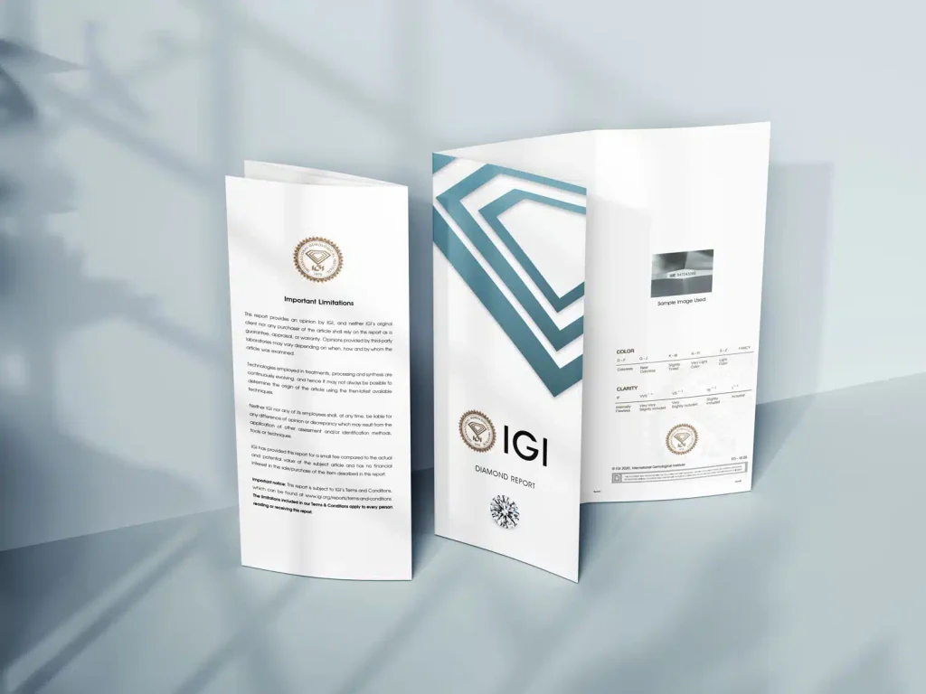 Rapport de certification de diamant IGI ouvert